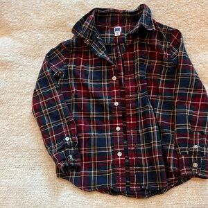 Janie & Jack blue red girl plaid button down boys size 5
